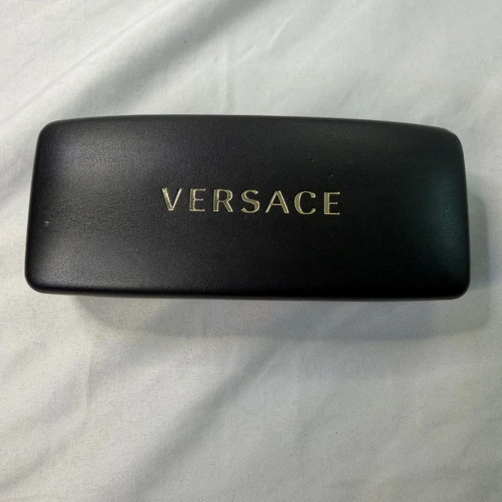 Versace MOD 2257 1002/87 Greca Gold Black Rectangular Sunglasses Italy Case